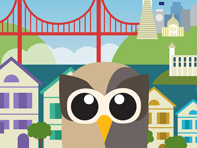 Owly Does San Francisco buildings hootsuite illustration owly san francisco selfie