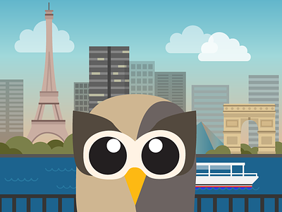 Owly heads to Paris effiel tower hootsuite louvre owly paris selfie