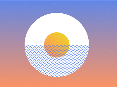 Yolked dropbox egg geometric gradient illustration sunset waves