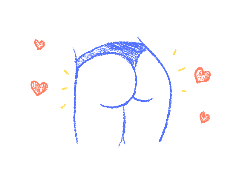 Primary Buns ass booty butt gif heart illustration thong