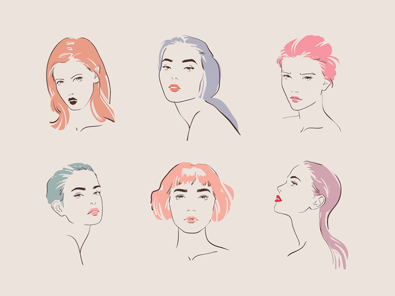 Girls, Girls, Girls! girl hair illustration line art lipstick makeup sketch women