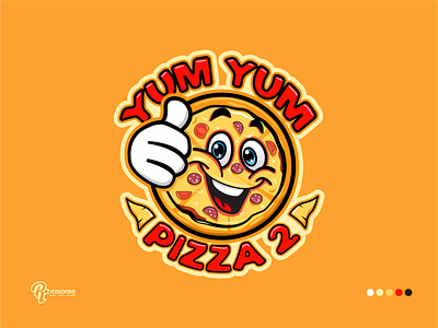 YUM YUM PIZZA 2 Mascot Logo branding cartoon cartoon art cartoon character cartoon design cartoon logo illustration logo mascot logo vector