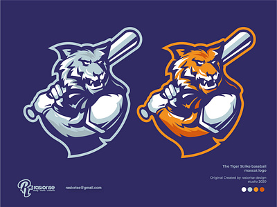The Tiger Strike Baseball mascot logo branding cartoon cartoon character cartoon logo esports logo gaming logo illustration logo mascot logo vector