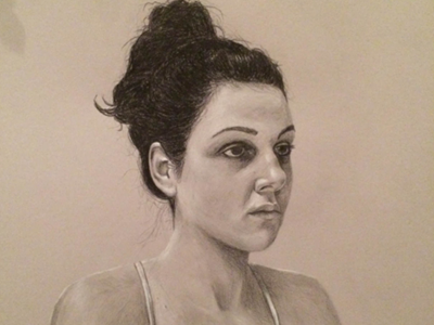 Meg drawing graphite midtone portrait
