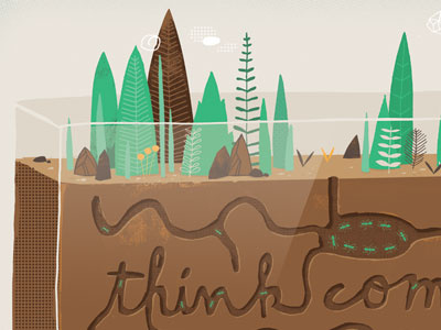 Think community; live green hand lettering illustration typography