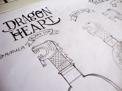 Dragon Heart Sketch bottle dragon drawing hand lettering illustration typography