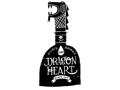 Dragon Heart Black Ink black drawing hand lettering illustration ink typography