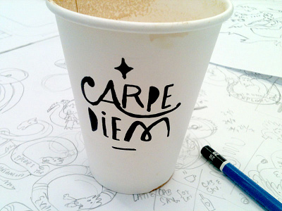 Carpe Diem Coffee Cup carpe coffee cup diem drawing hand lettering illustration