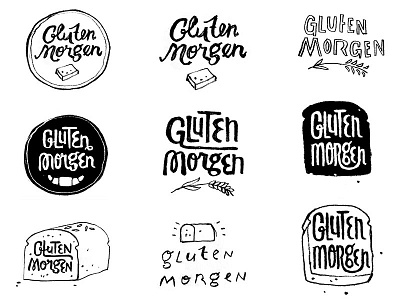 Gluten Morgen logo roughs bread croissant drawing gluten hand lettering hand typography logo morgen type typography wheat