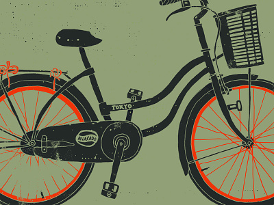 Vietnam Townie bicycle drawing grunge illustration texture