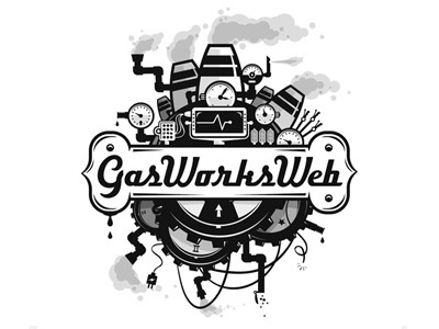 Gas Works Web identity illustration logo logo design