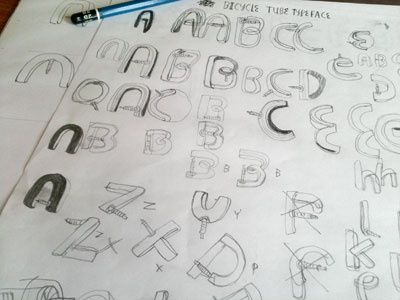 Bicycle Tube Typeface Sketch