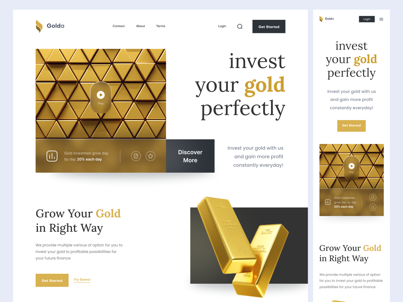 Golda Gold Investment Service Landing Page by Fauzi Akmal for Keitoto