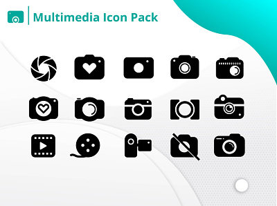 Multimedia camera film icon illustration logo social media design ui video
