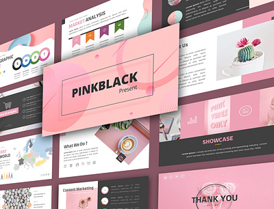 Pinkblack Preview illustration illustrator powerpoint presentation powerpoint template typography