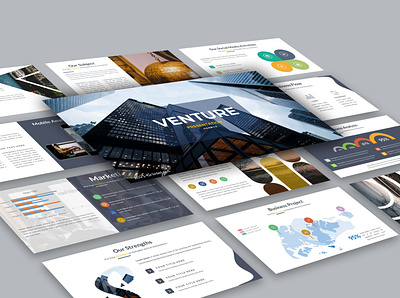 Venture Preview illustration portfolio powerpoint design powerpoint template typography