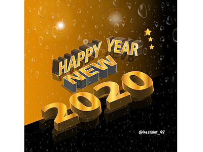 Happy New year card 2020 animation app artist design design art follow illustration illustrator like logodesign newyear typography ux