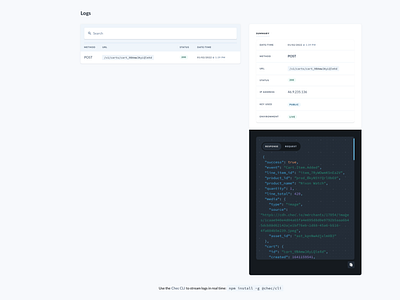 Chec Dashboard Logs view