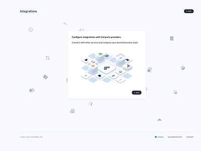 Integrations splash screen for Chec design icon ui design ui development