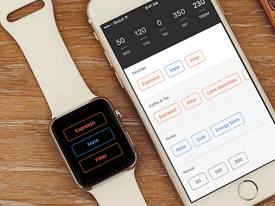 Caffeine for iOS app apple applewatch clean design ios iphone mobile sketch ui watch