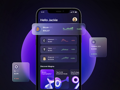 Crypto Exchange Platform app app design bitcoin crypto darkmode ethereum finance glassmorphism gradient graph ui ux vector