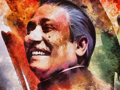 Bangabandhu Sheikh Mujibur Rahman - The Liberator bangabandhu bangladesh bangladeshi artist digital art illustration jatir jonok jatir pita painting portrait portrait painting sheikh mujib