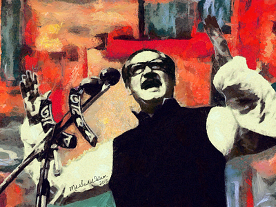 Sheikh Mujibur Rahman - The Legend of Bangladesh bangabandhu bangladesh bangladeshi artist bangladeshi painter digital art illustration jatir jonok jatir pita md saidul islam painter md saidul islam