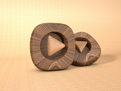 Wood Style Play Icon. 3d 3d art 3d design 3d icon 3d logo art cinema4d design icon logo wood