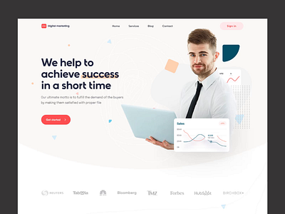 Digital Marketing Agency Landing Page agency animation business agency design digital marketing header interaction landing page motion graphics popular saad seo typography ui ui animation ux web web animation web page website