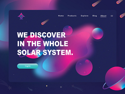 Solar System Header Illustration art car design header header illustration icon illustration planet solar solar illustration typography ui ux vector website