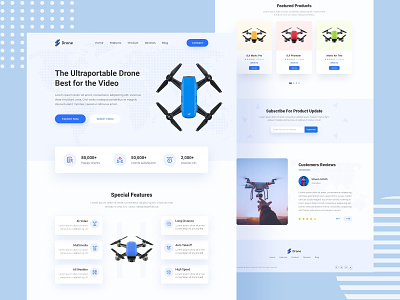 Drone - Product Landing Page camera cycle drone drone landing page drone web design ecommerce hand watch headphone landing page product product design product landingpage shofity smart watch ui design web design woocommerce