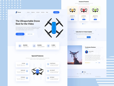 Drone - Product Landing Page camera cycle drone drone landing page drone web design ecommerce hand watch headphone landing page product product design product landingpage shofity smart watch ui design web design woocommerce
