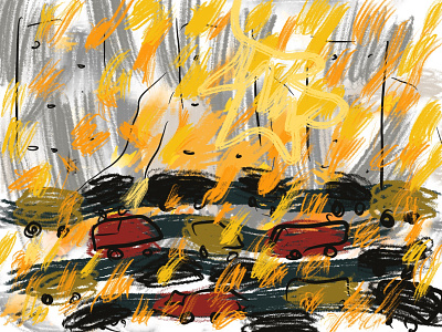 Drawings for the article on Medium art article artwork autumn cars drawing gaplevski illustration medium