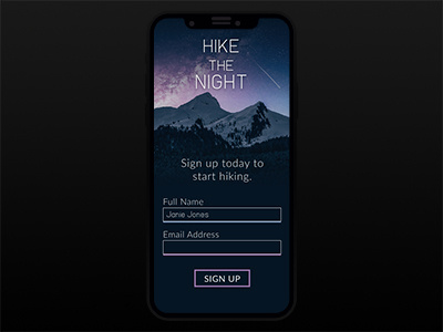 #001 Daily UI Sign Up daily ui dailyui form hiking iphone mobile mountain sign sign up signup up
