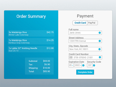 #002 Daily UI - Credit Card blue checkout check out credit card dailyui form order order page shopping cart validation