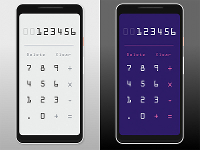 004 Daily UI - Calculator(Day & Night) calculator dailyui day grey minimal mobile night purple ui