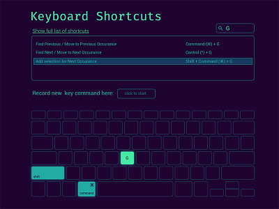 Daily UI 007 - Settings dailyui dark keyboard keyboard shortcuts settings shortcuts visual
