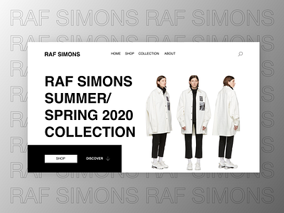 RAF SIMONS - Concept aesthetic clean design fashion fashiondesign flat interaction interfacedesign landingpage minimal rafsimons ui userinterface ux web webdesign