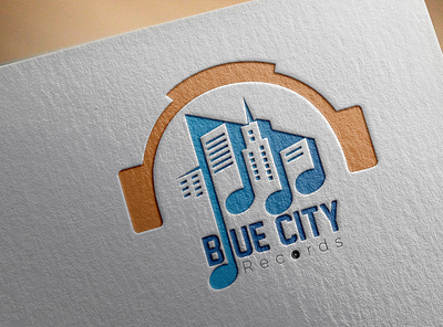 BLUE CITY RECORDS LOGO DESIGN artwork branding business flyer graphic design illustration logo logodesign ui vector