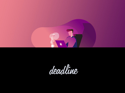 Deadline caffee concept corporate branding cup of coffee daily deadline design designer drawing illustration night life typography