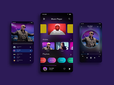 Music player app UI dribbble mobile app ui