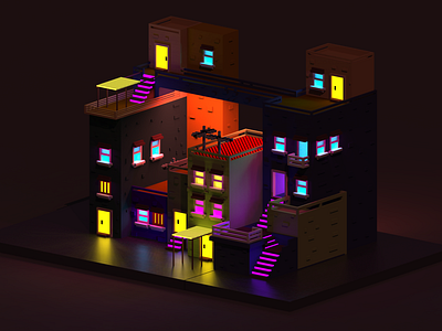 Downtown Neon magicavoxel