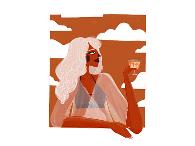 Sunset character drawing drink illustration portrait sunset woman