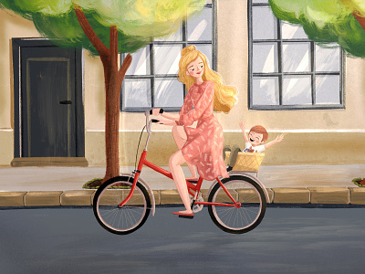 Afternoon ride bicycle ride bike character illustration