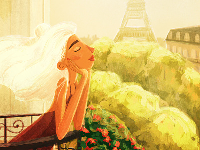 Paris character illustration paris woman
