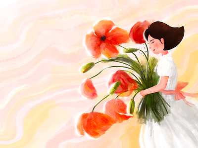 Flower flower girl illustration procreate sunshine