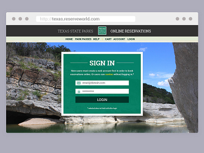 DailyUI :: 001 Signup Form daily ui form parks photography reservations signup texas texas state parks tpwd website