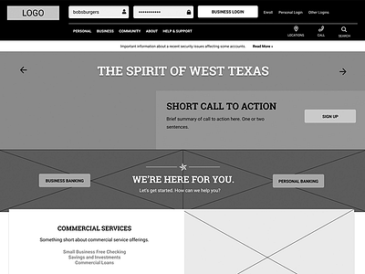 Bank Website Wireframe