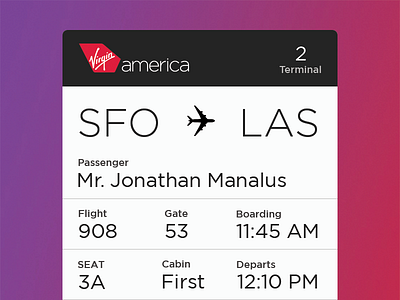 Virgin America Boarding Pass