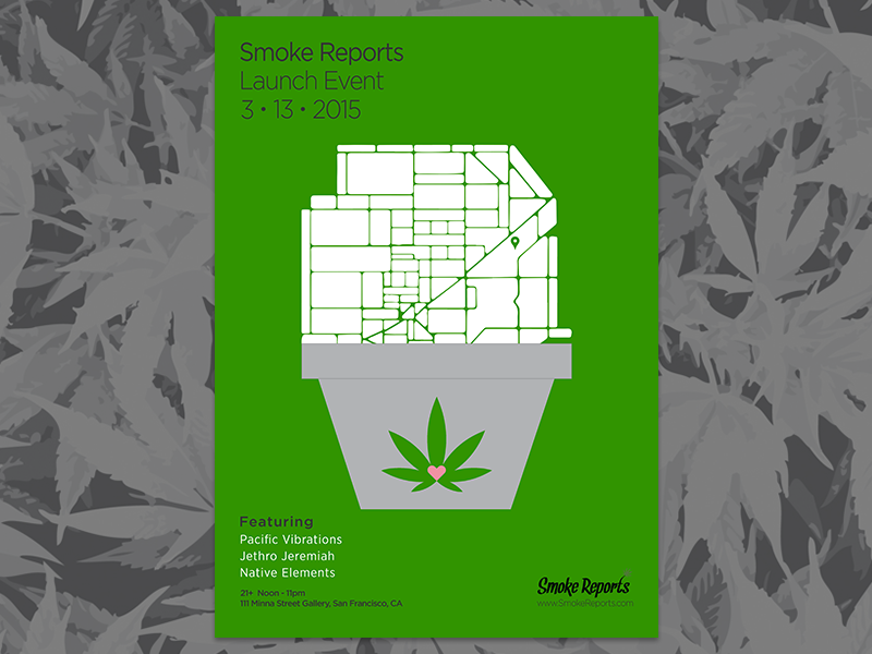 Smoke Reports Launch Event Poster cannabis illustration merch minimal poster print san francisco sf weed